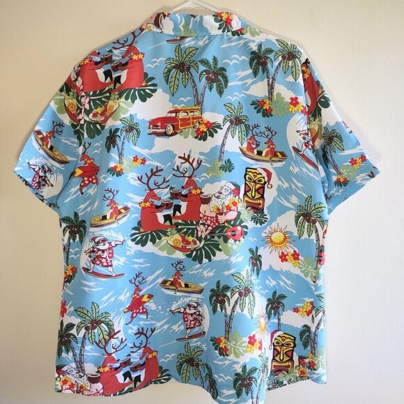 NWT 'Surf Santa Tiki Bar Tropical Shirt - SSLR  Short Sleeve Hawaiian  Women XXL - Picture 6 of 8